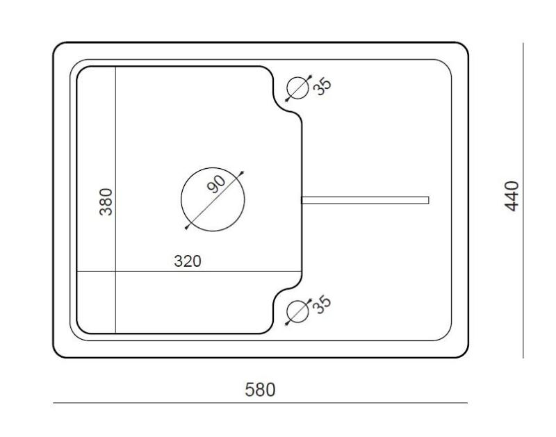 Quadri Kendal antracit granit vask 58x44cm med afdrypningsområde 1208967403