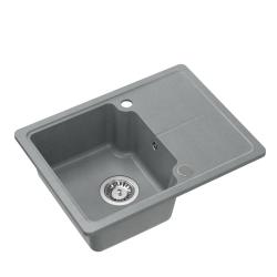 Quadri Kendal grå granitvask 58x44cm med afdrypningsområde 1208967404