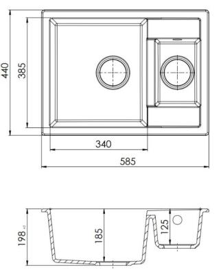 GraniteMy Smart ekstra lav 1,5 granit overflade hvid vask 58x44cm 1208967418