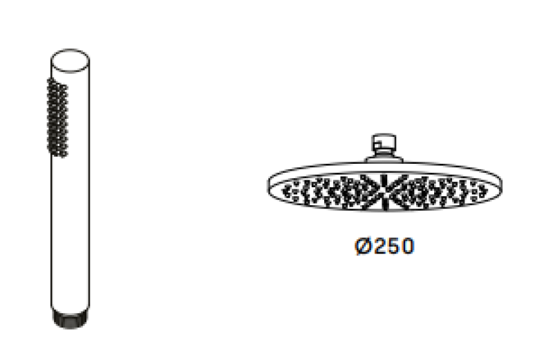 Waterevolution Flow bruserkombination med regnbruser PVD børstet Kobber 250mm T141N25CPE