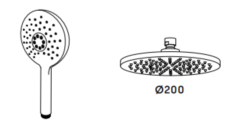 Waterevolution Flow brusesæt med regnbruser mat sort 200mm T141NRPR