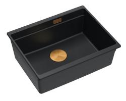 Quadri Newport II granit underlimmet sort vask 560x450mm med kobber prop og afløbshætte 1208967450