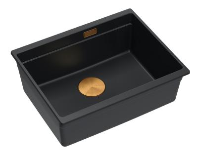 Quadri Newport II granit underlimmet sort vask 560x450mm med kobber prop og afløbshætte 1208967450