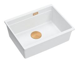 Quadri Newport II hvid granit underbygningsvask hvid 560x450mm med kobberprop 1208967452