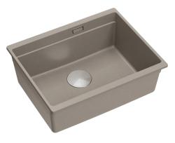 Quadri Newport II granit underbygningsvask taupe 560x450mm med rustfri stålprop og afløbsdæksel 1208967453