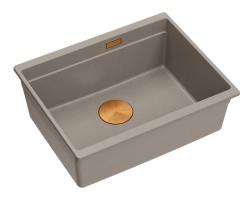 Quadri Newport II granit underbygning taupe vask 560x450mm med kobber prop og afløbshætte 1208967455