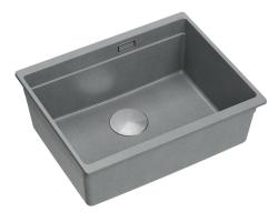 Quadri Newport II granit underbygning grå vask 560x450mm  med rustfrit stål prop og afløbsdæksel 1208967456