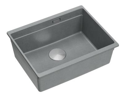 Quadri Newport II granit underbygning grå vask 560x450mm  med rustfrit stål prop og afløbsdæksel 1208967456
