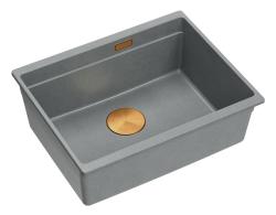 Quadri Newport II granit underbygget grå vask 560x450mm med kobberprop og afløbsdæksel 1208967458