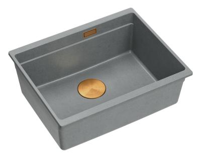 Quadri Newport II granit underbygget grå vask 560x450mm med kobberprop og afløbsdæksel 1208967458