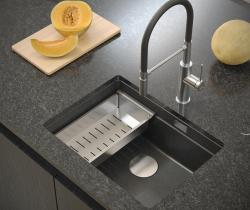 Quadri Newport II granit underbygning antracit vask 560x450mm med rustfri stålprop og afløbsdæksel 1208967459
