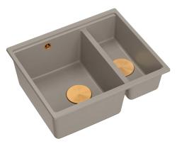 Quadri Newport II taupe 1,5 vask granit til overmontering og undermontering 555x460mm med kobberprop 1208967468