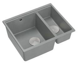 Quadri Newport II grå 1,5 vask granit overmontering og undermontering vask 555x460mm med rustfri stål prop 1208967469