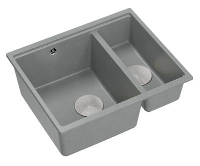 Quadri Newport II grå 1,5 vask granit overmontering og undermontering vask 555x460mm med rustfri stål prop 1208967469