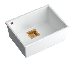 Quadri Quadrangle hvid granit undermonteret vask 55x42cm med kobberprop 1208967478