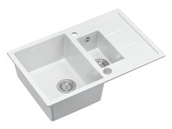 Quadri Brenton hvid granit overmonteret vask med 1,5 kumme og afløbsplade 78x50cm med rustfri stål prop 1208967491