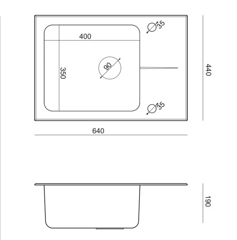 Quadri Glazz Sæt med køkkenarmatur og monteret rustfrit stål vask med sort glas afdrypningsområde 64x44cm vendbar 1208967493