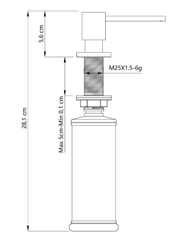 Quadri Luxor Indbygget Sæbedispenser kobber, påfyldning fra oven, 1208967510
