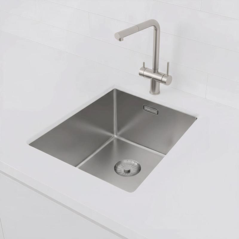 Pure.Sink Prestige rustfrit stål vask 34x40 cm 10mm radius undermontering, planmontering og overmontering PPG3440-02