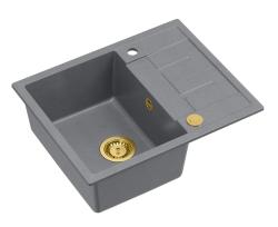 Quadri Dalton grå granitbord med afløbsplads 62x50 cm med gylden prop 1208967565
