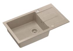 Quadri Sutton XL beige sand granit køkkenvask 78x45cm med afløbsflade vendbar med beige prop 1208967577