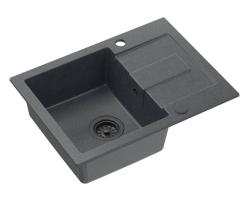 Quadri Sutton Antracit Granit Overfladevask 60x45cm med Afdrypningsområde, Vendbar med Sort Prop - 1208967586