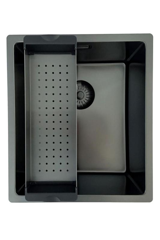 Pure.Sink Prestige vask PVD gun metal 34x40 cm 10mm radius underbygning, planmontering og topmontering PPG3440-61