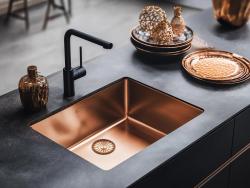 Pure.Sink Prestige vask 34x40 cm PVD Kobber 10mm radius underbygning, planlimning og overbygning PPG3440-62