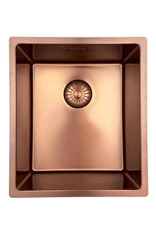 Pure.Sink Prestige vask 34x40 cm PVD Kobber 10mm radius underbygning, planlimning og overbygning PPG3440-62