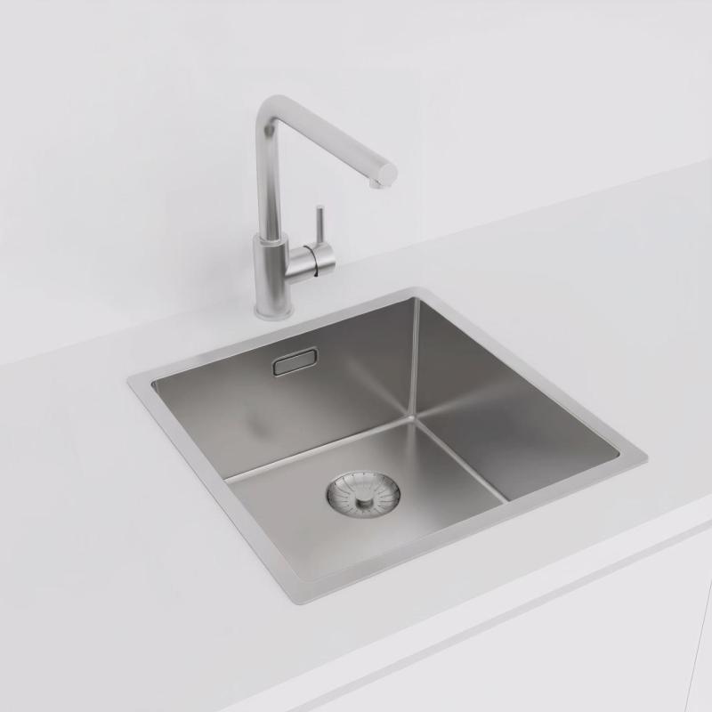 Pure.Sink Prestige rustfrit stål vask 40x40 cm 10mm radius til underbygning, planlimning og overbygning PPG4040-02