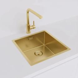 Pure.Sink Prestige køkkenvask 40x40 cm PVD Guld 10mm radius undermontering, planmontering og overmontering PPG4040-60