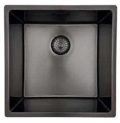 Pure.Sink Prestige vask 40x40 cm PVD Gun Metal 10mm radius undermontering, planmontering og overmontering PPG4040-61