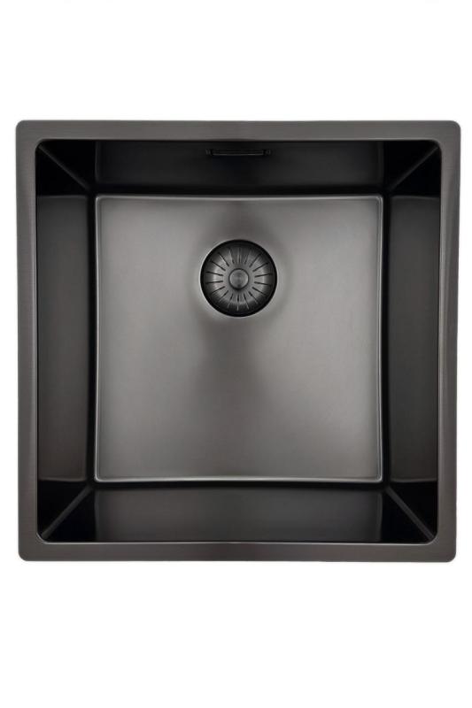 Pure.Sink Prestige vask 40x40 cm PVD Gun Metal 10mm radius undermontering, planmontering og overmontering PPG4040-61