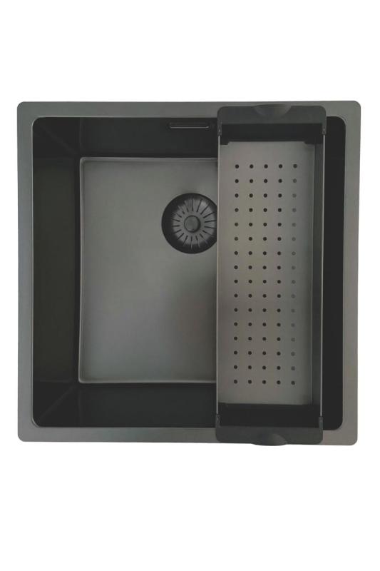 Pure.Sink Prestige vask 40x40 cm PVD Gun Metal 10mm radius undermontering, planmontering og overmontering PPG4040-61