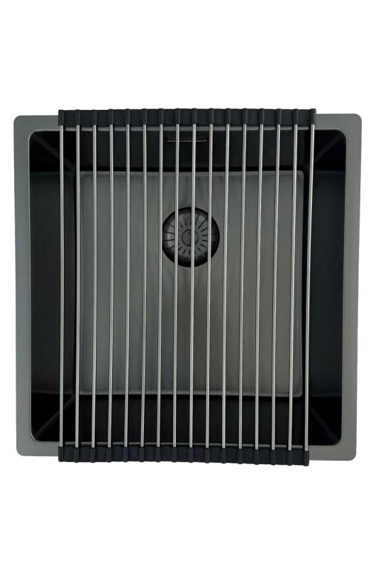 Pure.Sink Prestige vask 40x40 cm PVD Gun Metal 10mm radius undermontering, planmontering og overmontering PPG4040-61