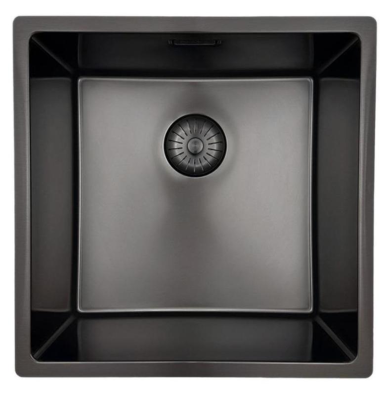 Pure.Sink Prestige vask 40x40 cm PVD Gun Metal 10mm radius undermontering, planmontering og overmontering PPG4040-61