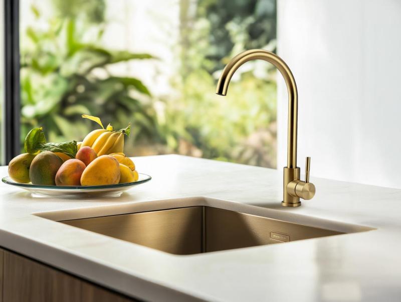 Pure.Sink Prestige håndvask 50x40 cm PVD Guld 10mm radius underbygning, planlimning og overbygning PPG5040-60