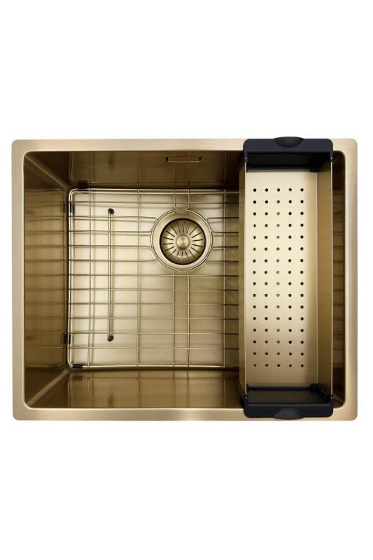 Pure.Sink Prestige håndvask 50x40 cm PVD Guld 10mm radius underbygning, planlimning og overbygning PPG5040-60