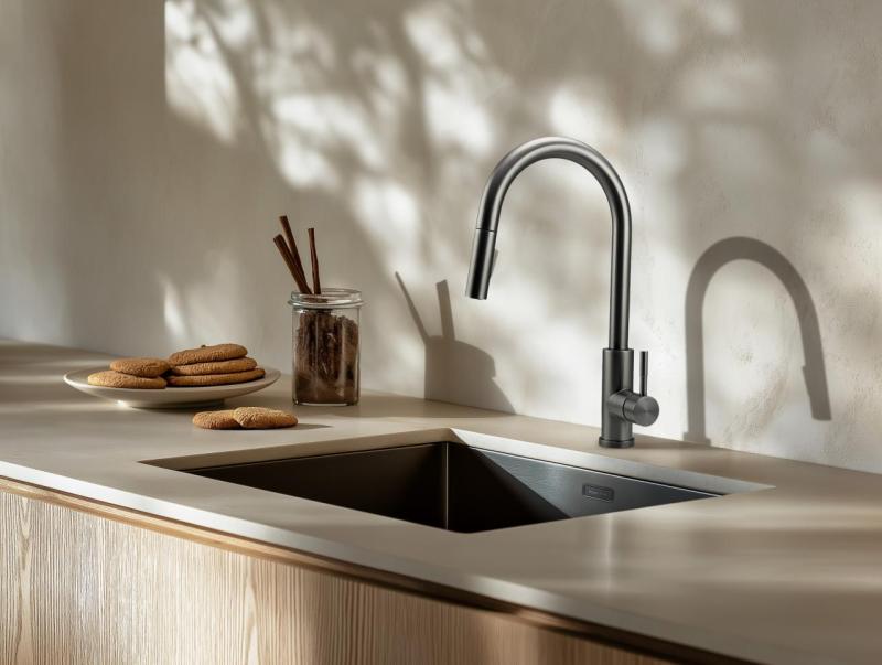 Pure.Sink Prestige vask 50x40 cm PVD Gun Metal 10mm radius undermontering, planmontering og overmontering PPG5040-61