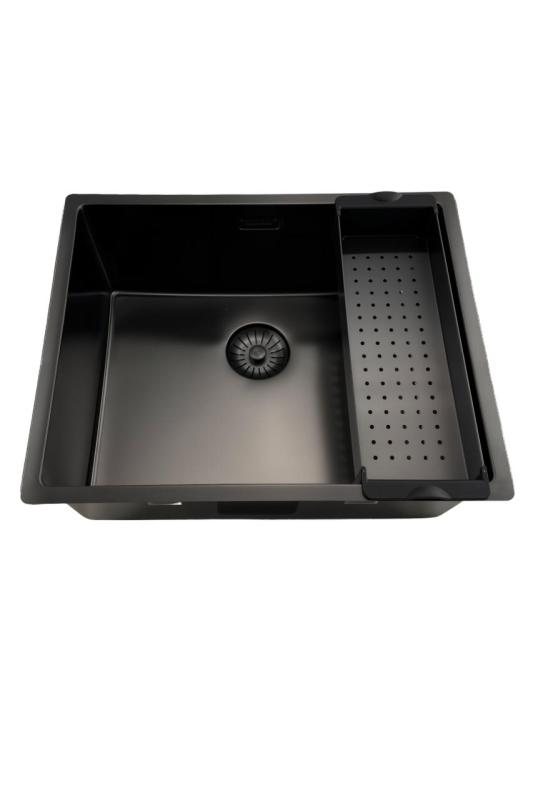 Pure.Sink Prestige vask 50x40 cm PVD Gun Metal 10mm radius undermontering, planmontering og overmontering PPG5040-61