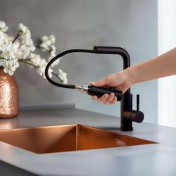 Pure.Sink Elite Steel Spark-S køkkenarmatur Mat sort med udtrækkelig tud PS8041-10