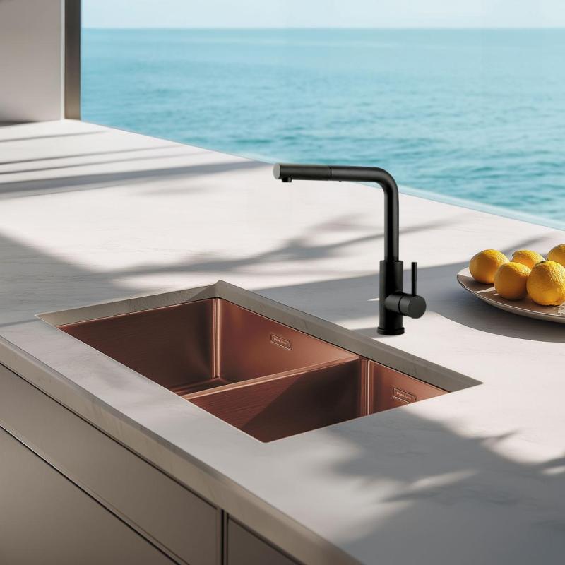 Pure.Sink Elite Steel Spark-S køkkenarmatur Mat sort med udtrækkelig tud PS8041-10