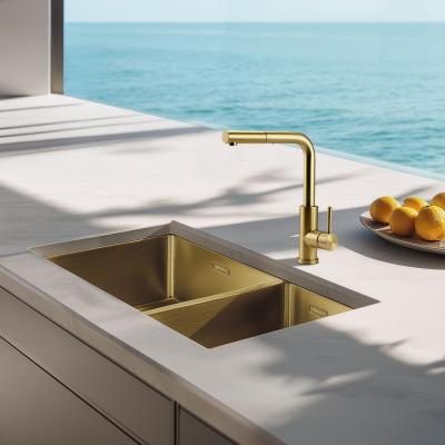 Pure.Sink Elite Steel Spark-S køkkenarmatur PVD børstet guld med udtrækkelig tud PS8041-60