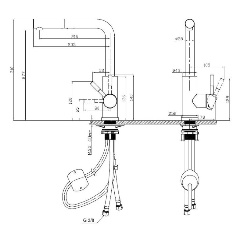 Pure.Sink Elite Steel Spark-S køkkenarmatur PVD Gun metal med udtrækkelig tud PS8041-61