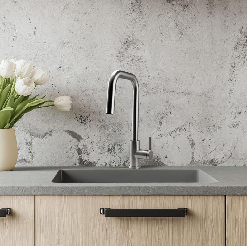 Pure.Sink Elite Steel Crystal-S køkkenarmatur i rustfrit stål med udtræksbruser PS8050-02