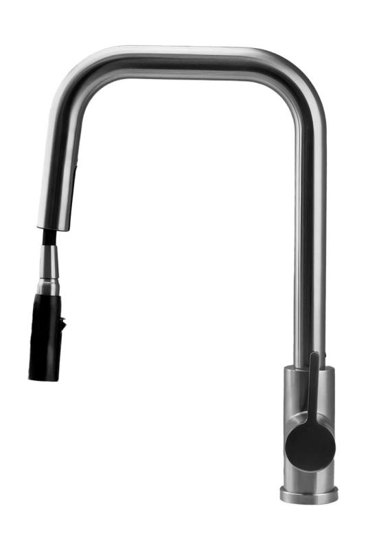 Pure.Sink Elite Steel Crystal-S køkkenarmatur i rustfrit stål med udtræksbruser PS8050-02
