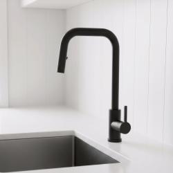 Pure.Sink Elite Steel Crystal-S køkkenarmatur Mat sort med udtrækkelig tud PS8050-10