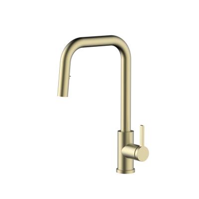 Pure. Sink Elite Steel Crystal-S køkkenarmatur PVD børstet guld med udtrækbar tud PS8050-60