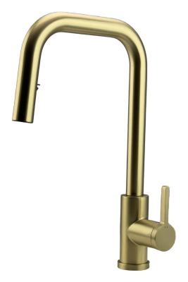 Pure. Sink Elite Steel Crystal-S køkkenarmatur PVD børstet guld med udtrækbar tud PS8050-60