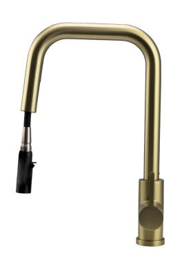 Pure. Sink Elite Steel Crystal-S køkkenarmatur PVD børstet guld med udtrækbar tud PS8050-60